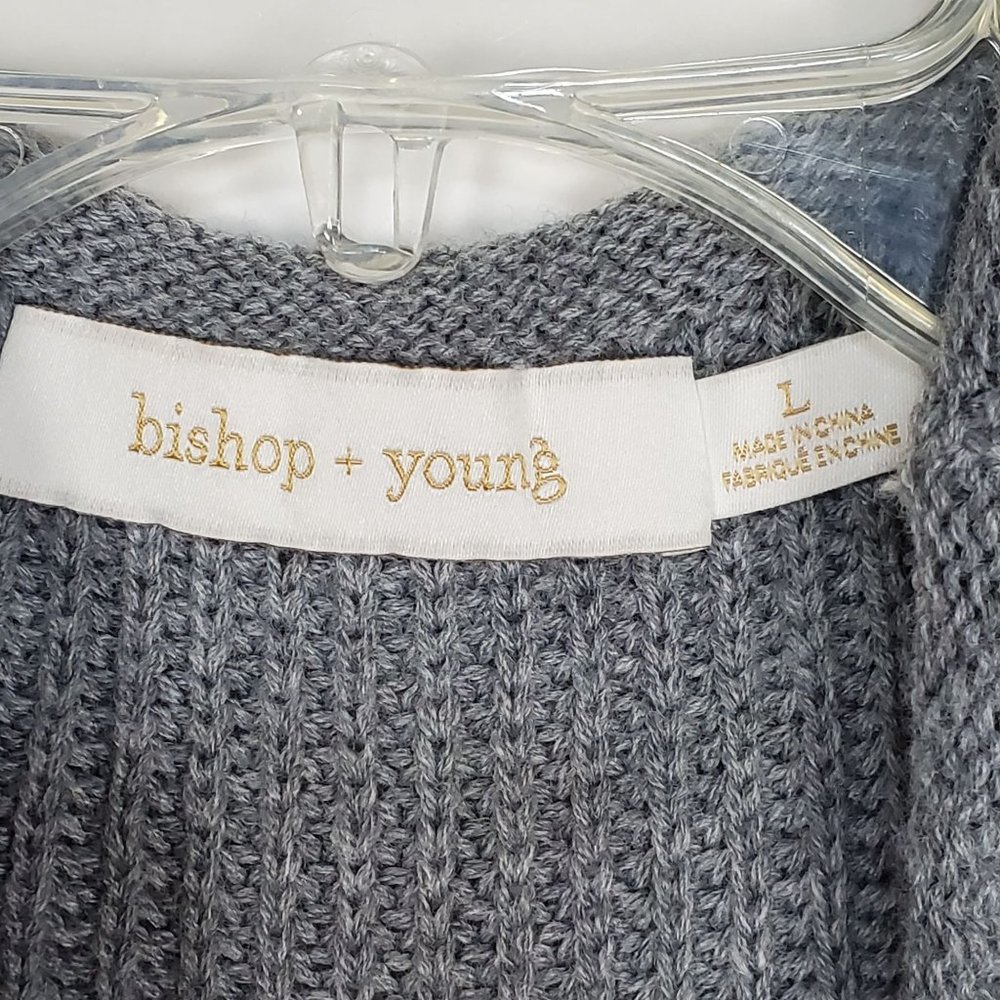 Bishop + Young Womens sweater sz L Max Shoulder Pad Gray NWT - Picture 3 of 10